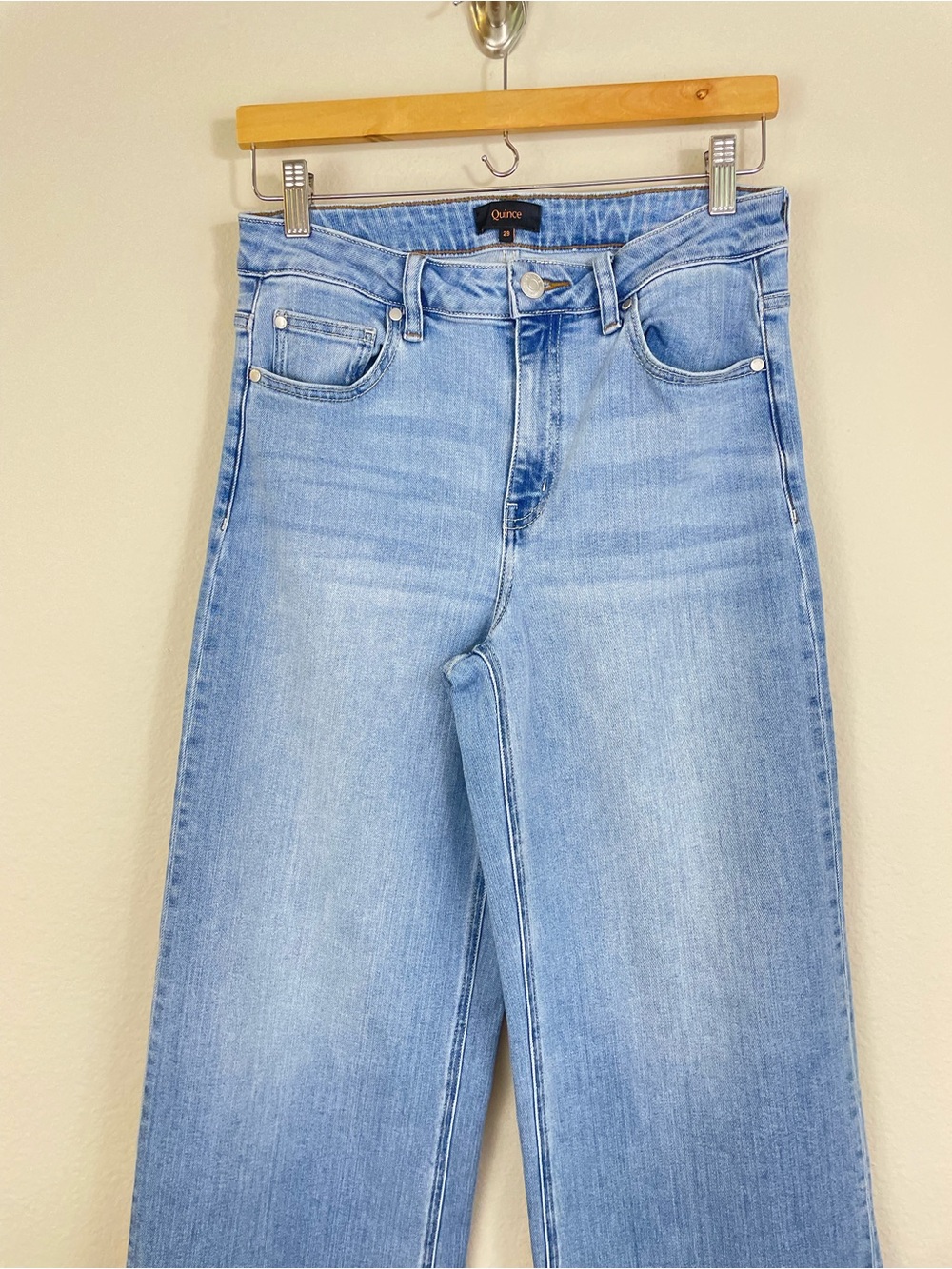 Quince Bella Stretch Wide-Leg High Jeans in Frosted Blue Size 29 - Picture 4 of 8